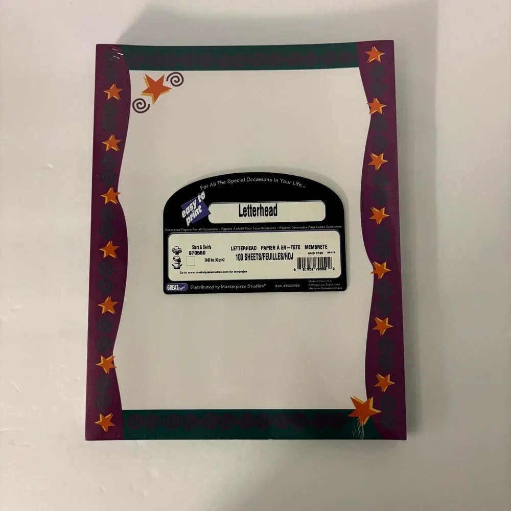 Great Papers! Stars & Swirls Letterhead 100 Sheets 24lb 8.5x11 Printer Paper